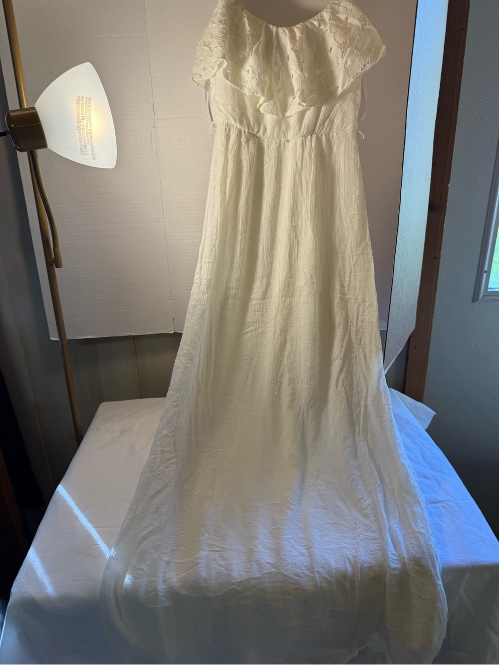 A. Byer Cream Lace-Trim Maxi